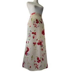 Vintage Y2K Fitting Image Ivory Floral Print A-Line Maxi Skirt
